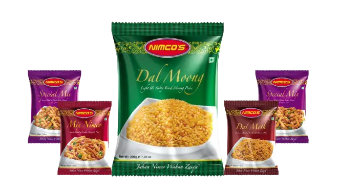Nimcos namkeen hero section fiftyfoods